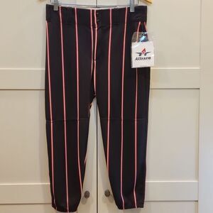 Alleson Athletic Women's Softball Pants Black w/Red/White Stripes. Size M NWT